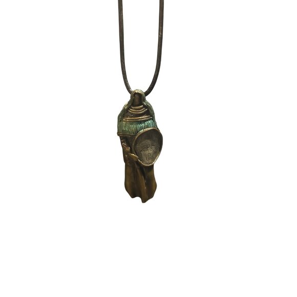 Rare Roger Robert Bronze & Green Patina Woman Spirit Warrior Pendant Necklace - Picture 6 of 16